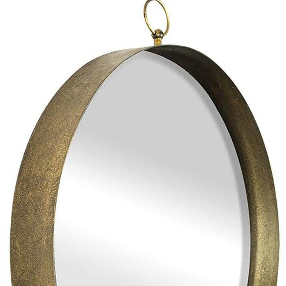 28" Gold Round Iron Framed Accent Mirror HomeRoots