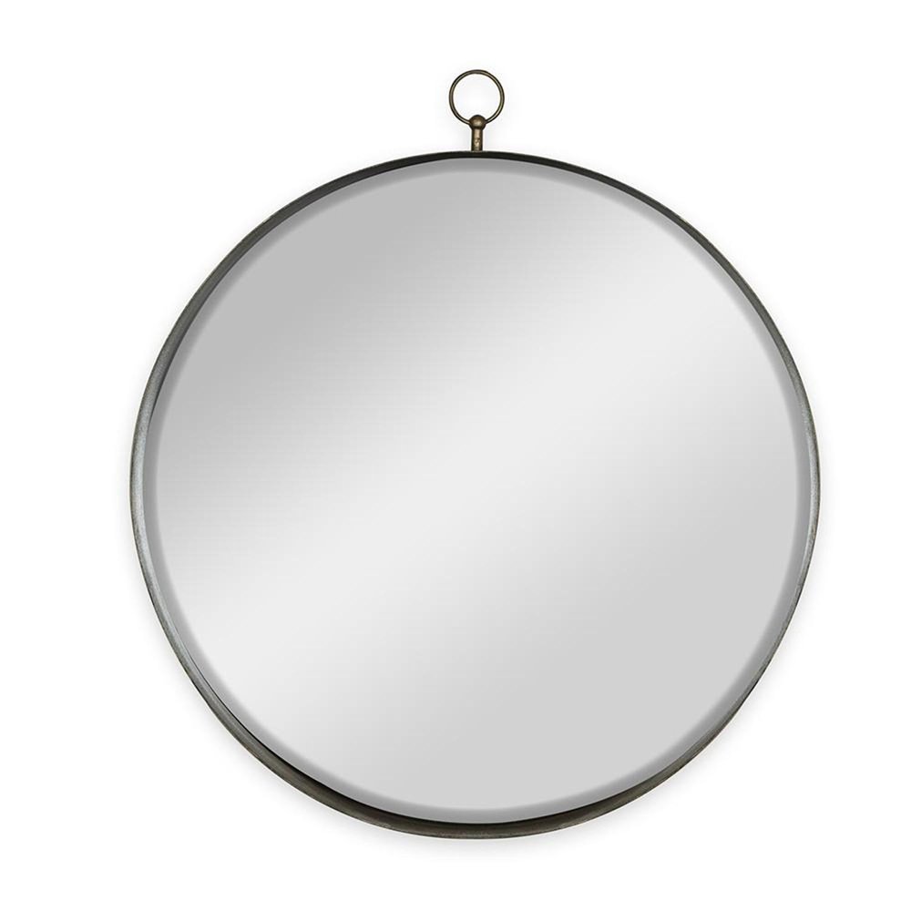 34" Gold Round Iron Framed Accent Mirror HomeRoots