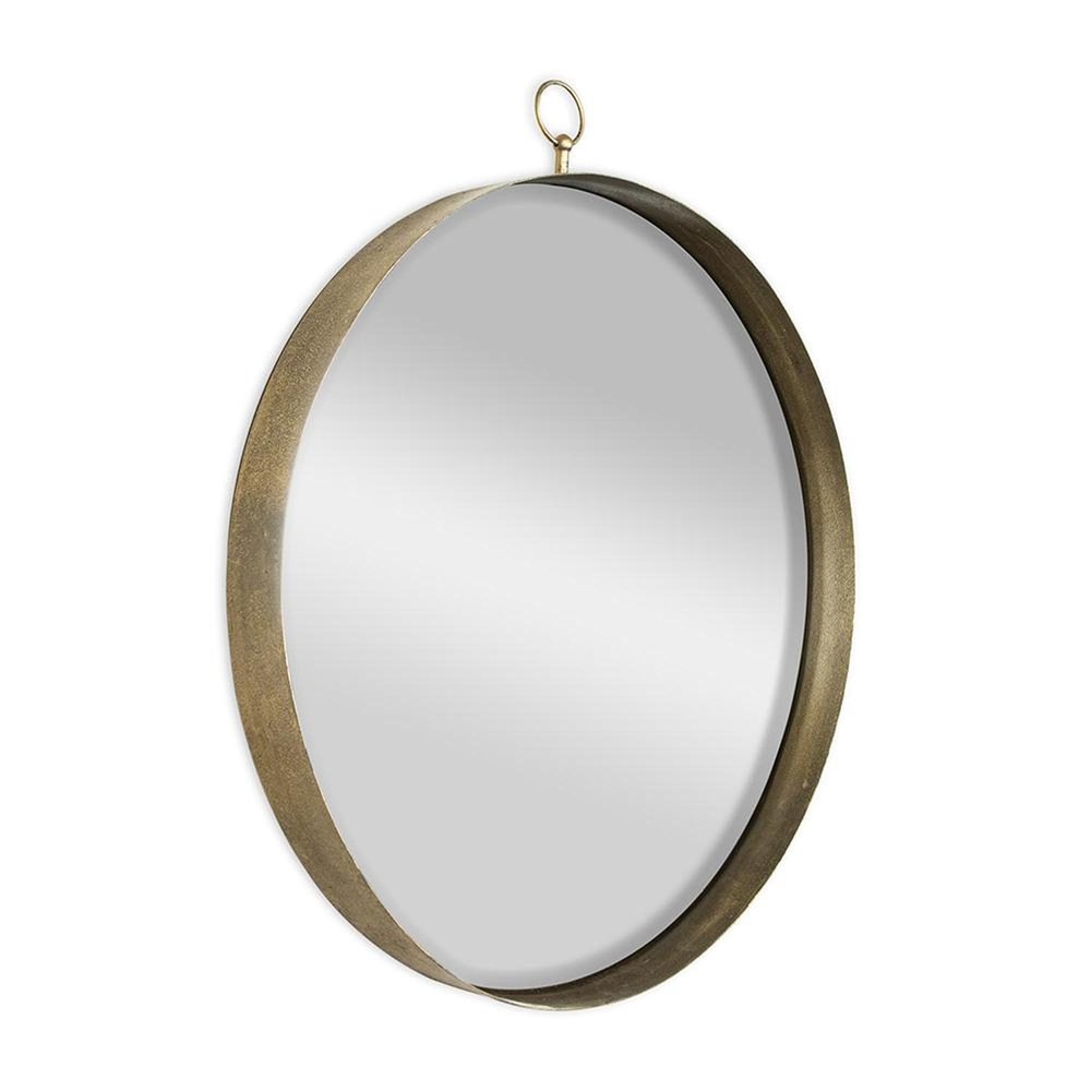 34" Gold Round Iron Framed Accent Mirror HomeRoots