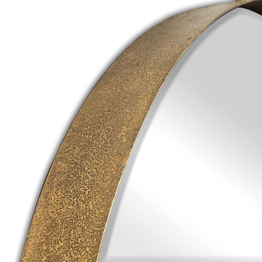 34" Gold Round Iron Framed Accent Mirror HomeRoots