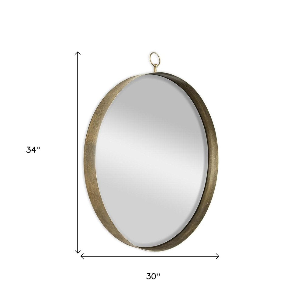 34" Gold Round Iron Framed Accent Mirror HomeRoots