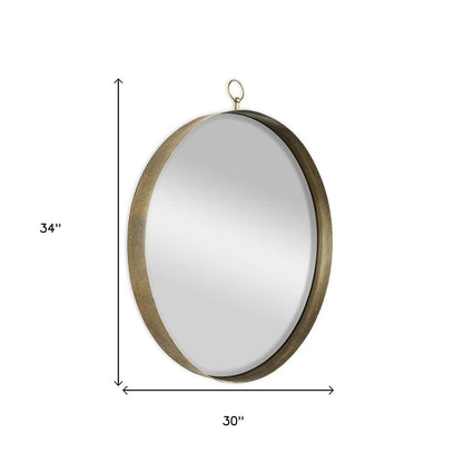 34" Gold Round Iron Framed Accent Mirror HomeRoots