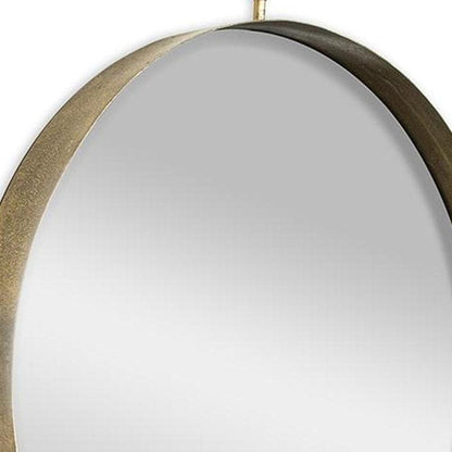 34" Gold Round Iron Framed Accent Mirror HomeRoots