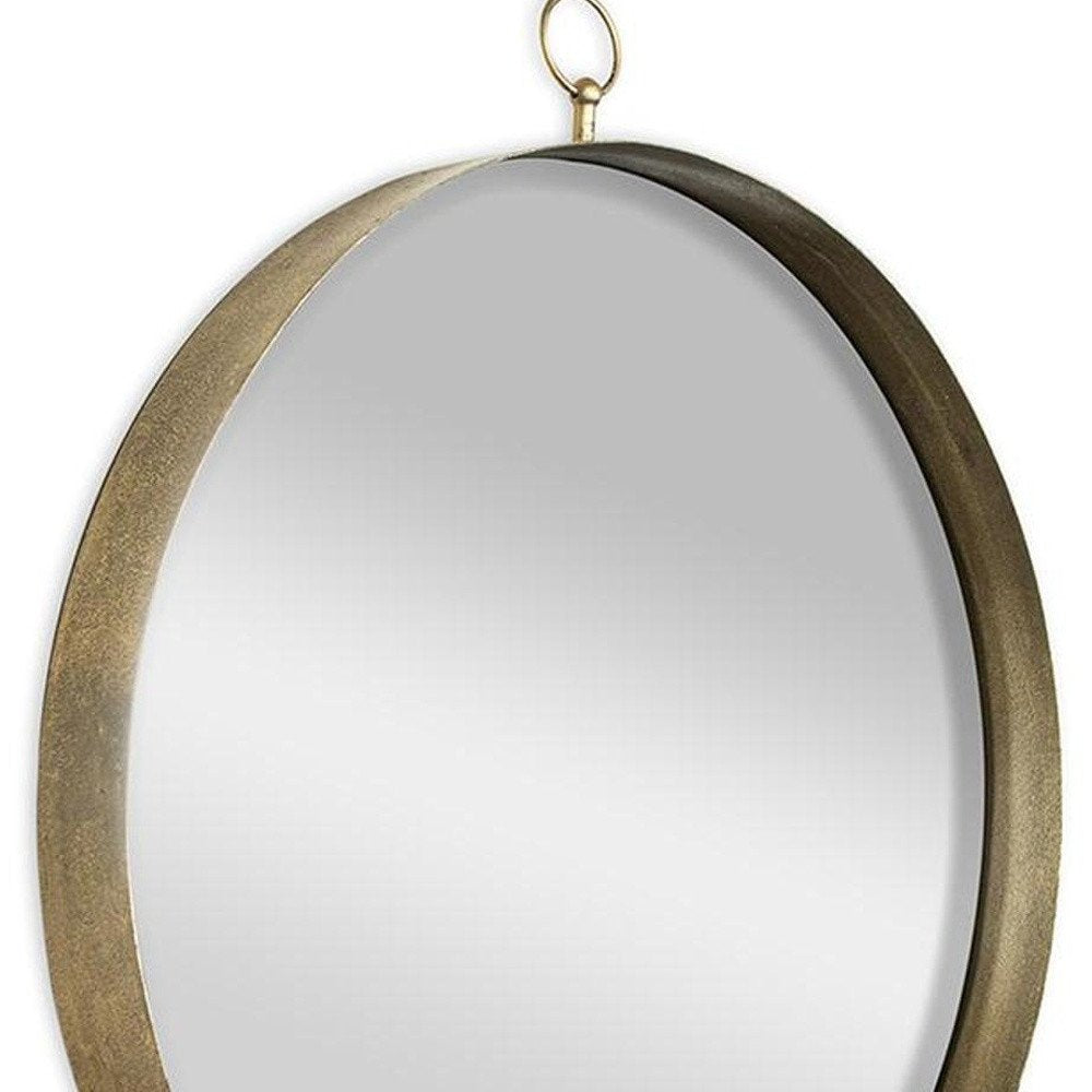 34" Gold Round Iron Framed Accent Mirror HomeRoots