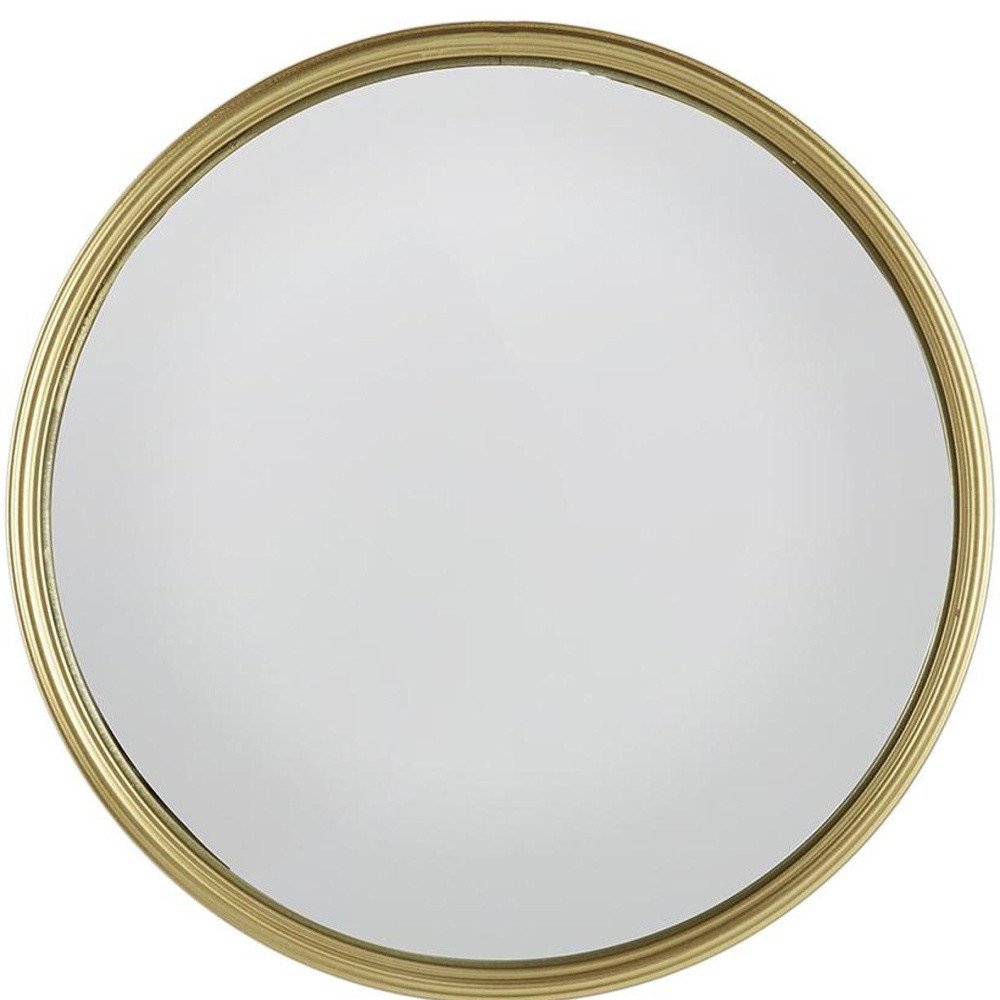 15" Gold Round Iron Textured Framed Accent Mirror HomeRoots