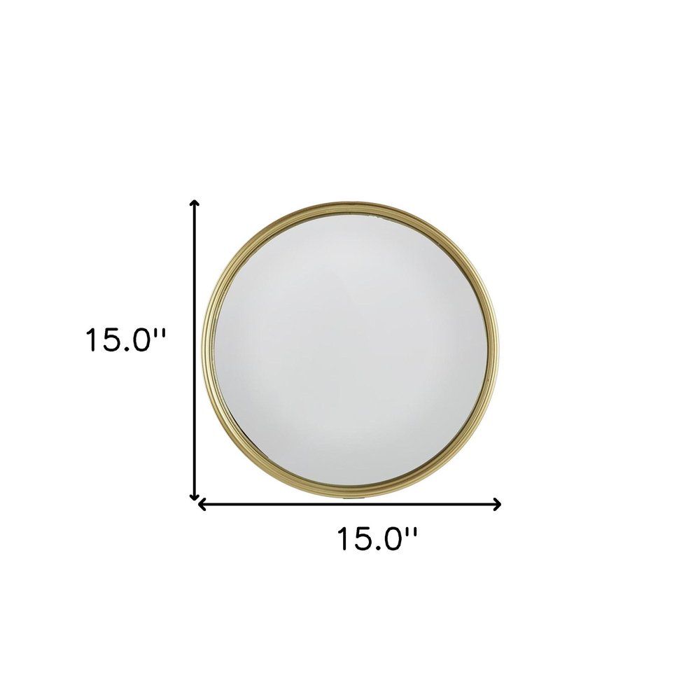 15" Gold Round Iron Textured Framed Accent Mirror HomeRoots