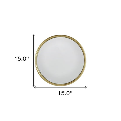 15" Gold Round Iron Textured Framed Accent Mirror HomeRoots