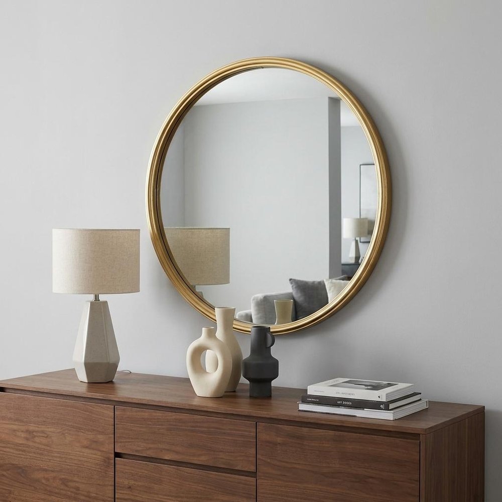 10" Gold Round Iron Textured Framed Accent Mirror HomeRoots