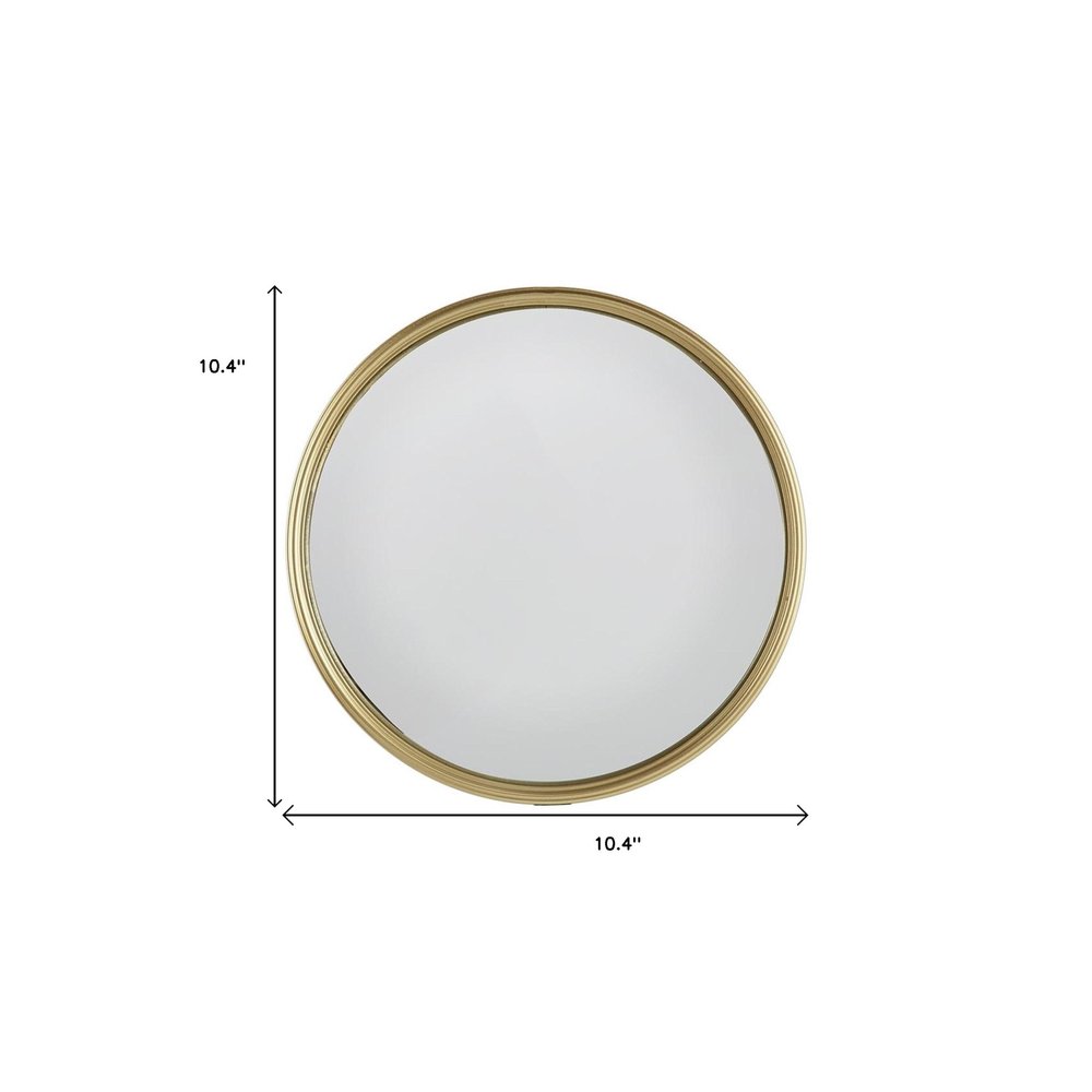 10" Gold Round Iron Textured Framed Accent Mirror HomeRoots