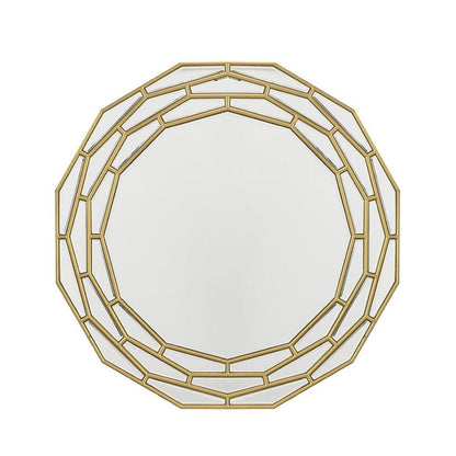 35" Gold Round Framed Accent Mirror HomeRoots