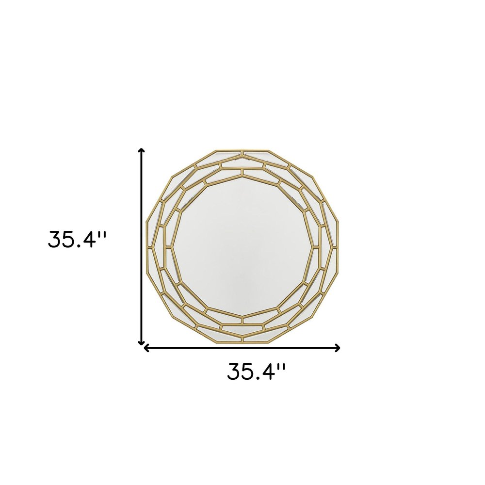 35" Gold Round Framed Accent Mirror HomeRoots