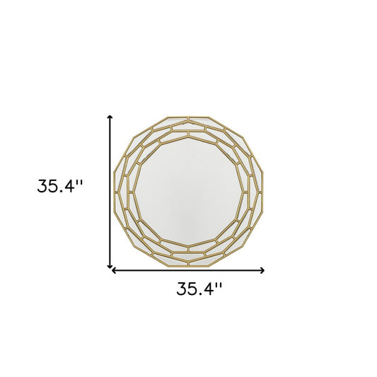 35" Gold Round Framed Accent Mirror HomeRoots