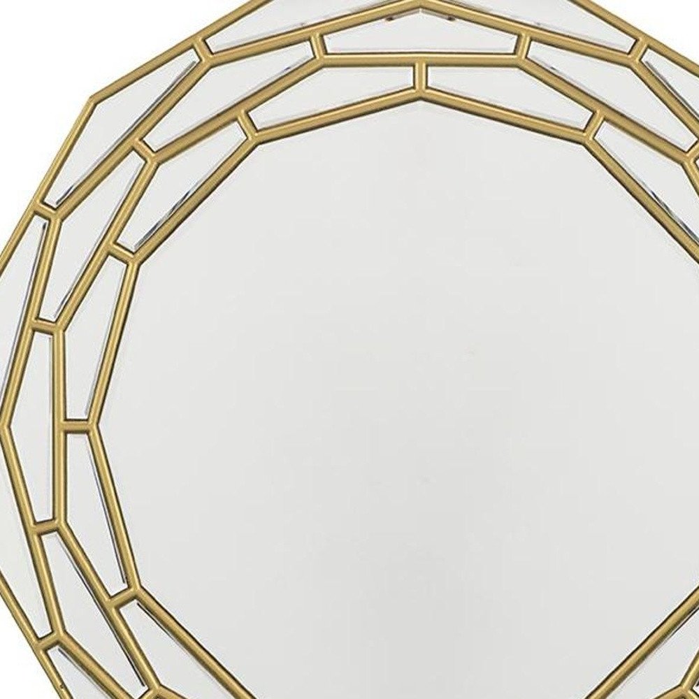 35" Gold Round Framed Accent Mirror HomeRoots