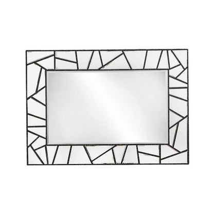 28" Black Metal And Glass Mosaic Framed Accent Mirror HomeRoots