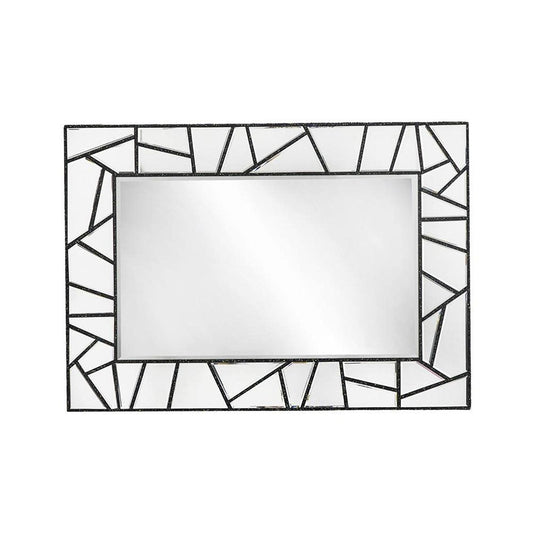 28" Black Metal And Glass Mosaic Framed Accent Mirror HomeRoots