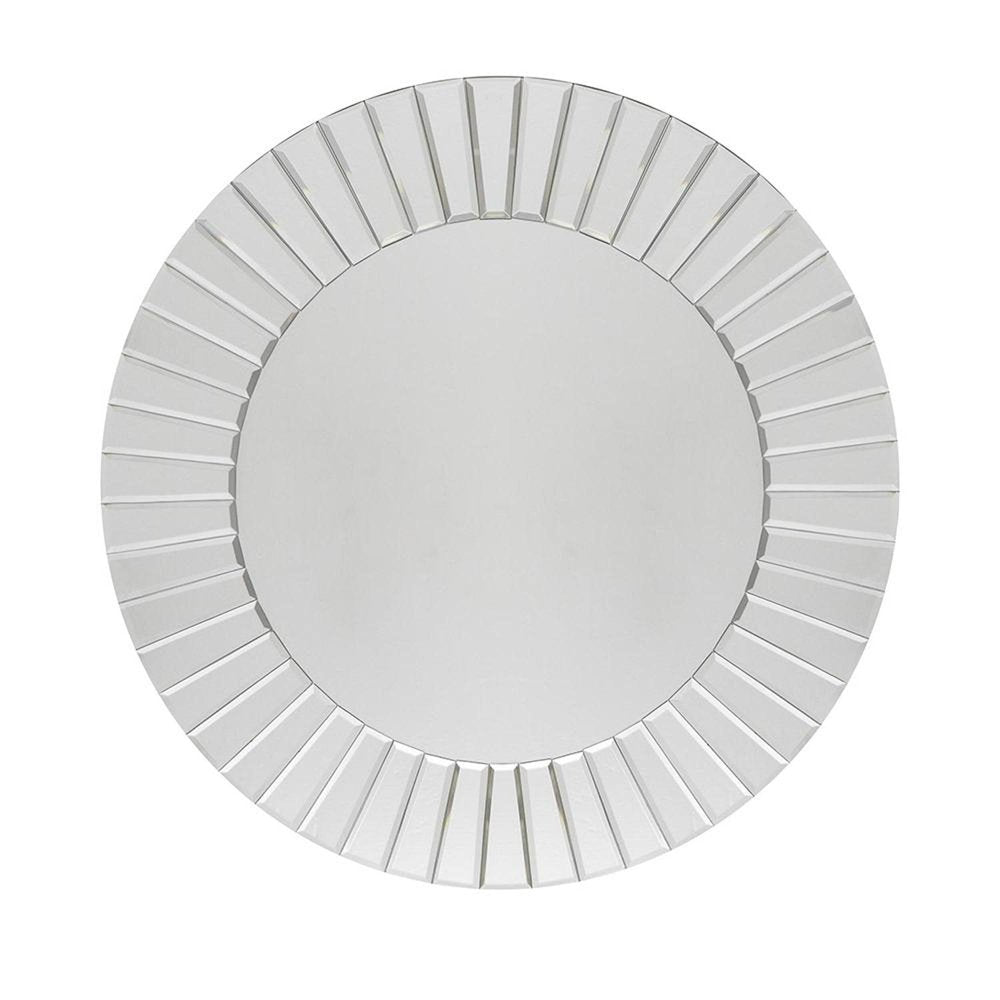 24" Clear Round Beveled Glass Framed Accent Mirror HomeRoots