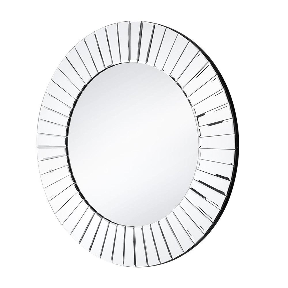 24" Clear Round Beveled Glass Framed Accent Mirror HomeRoots