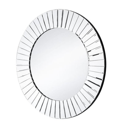 24" Clear Round Beveled Glass Framed Accent Mirror HomeRoots