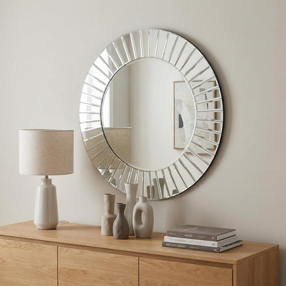 24" Clear Round Beveled Glass Framed Accent Mirror HomeRoots