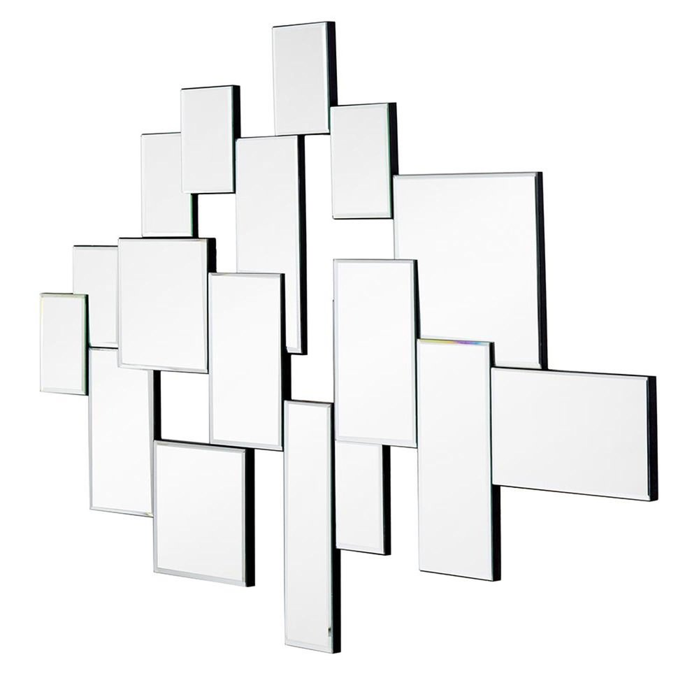 30" Clear Abstract Glass Contemporary Panels Unframed Accent Mirror HomeRoots