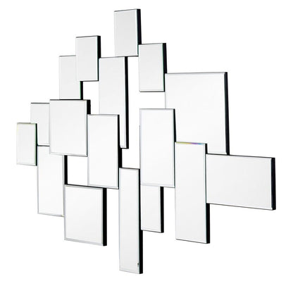30" Clear Abstract Glass Contemporary Panels Unframed Accent Mirror HomeRoots