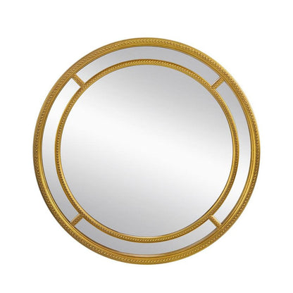 35" Gold Geo Dot Round Double Frame Accent Mirror HomeRoots