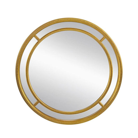 35" Gold Geo Dot Round Double Frame Accent Mirror HomeRoots