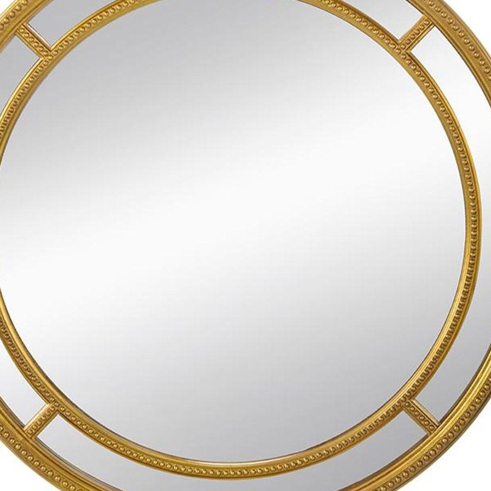 35" Gold Geo Dot Round Double Frame Accent Mirror HomeRoots