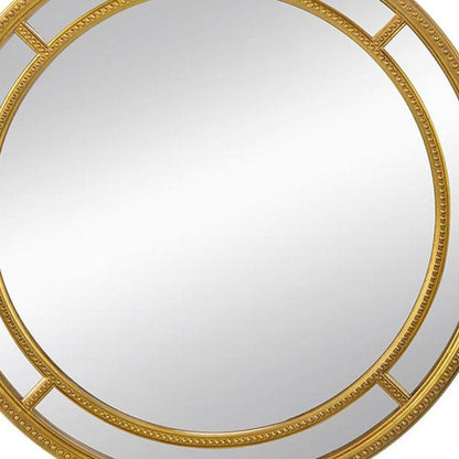 35" Gold Geo Dot Round Double Frame Accent Mirror HomeRoots
