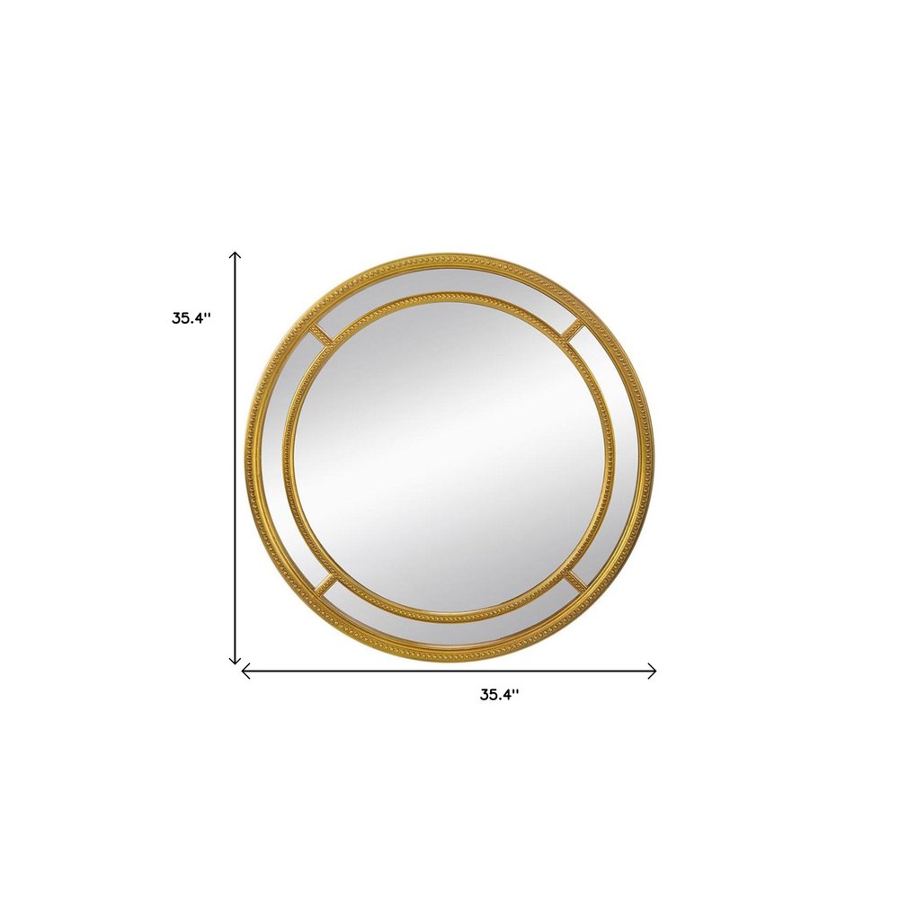 35" Gold Geo Dot Round Double Frame Accent Mirror HomeRoots