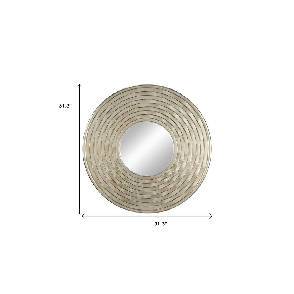 31" Silver Round Dimensional Thick Frame Accent Mirror HomeRoots