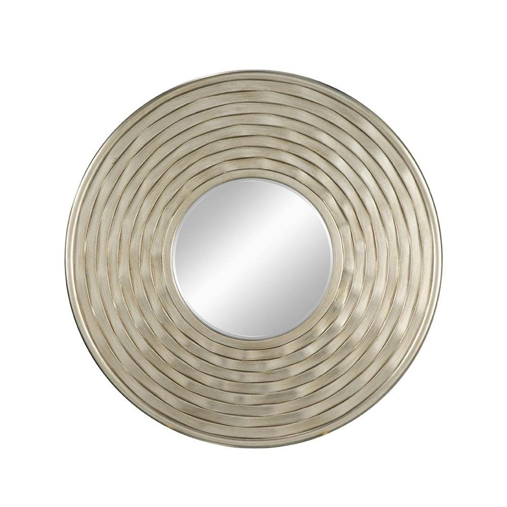 31" Silver Round Dimensional Thick Frame Accent Mirror HomeRoots