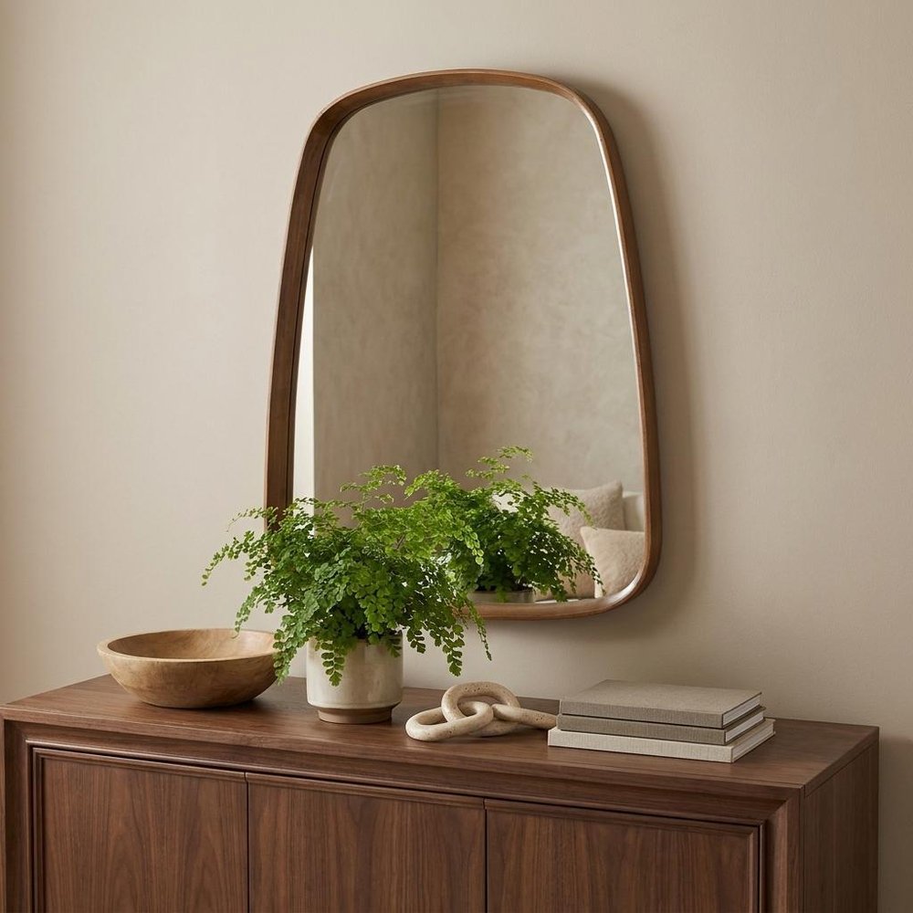 37" Brown Solid Wood Novelty Framed Accent Mirror HomeRoots