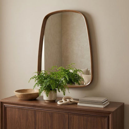 37" Brown Solid Wood Novelty Framed Accent Mirror HomeRoots
