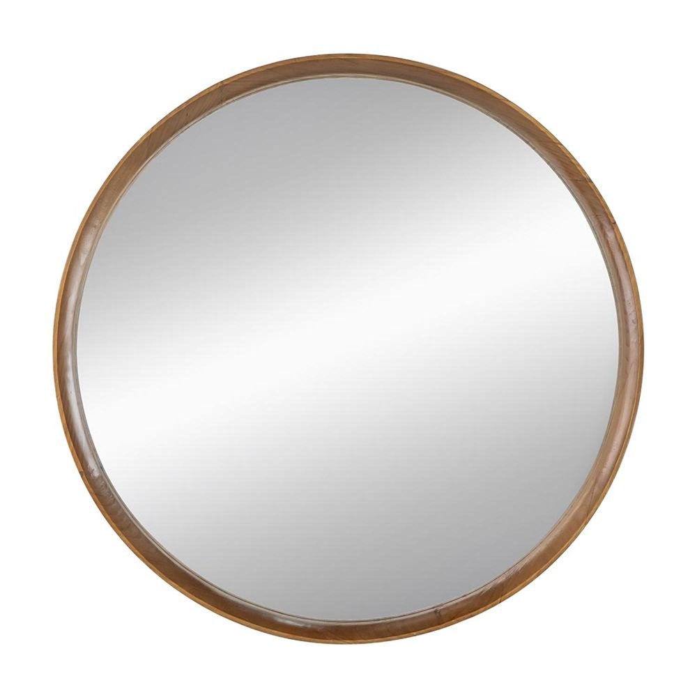 32" Brown Round Wood Framed Accent Mirror HomeRoots