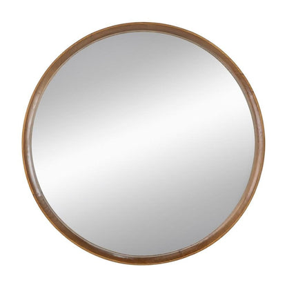 32" Brown Round Wood Framed Accent Mirror HomeRoots