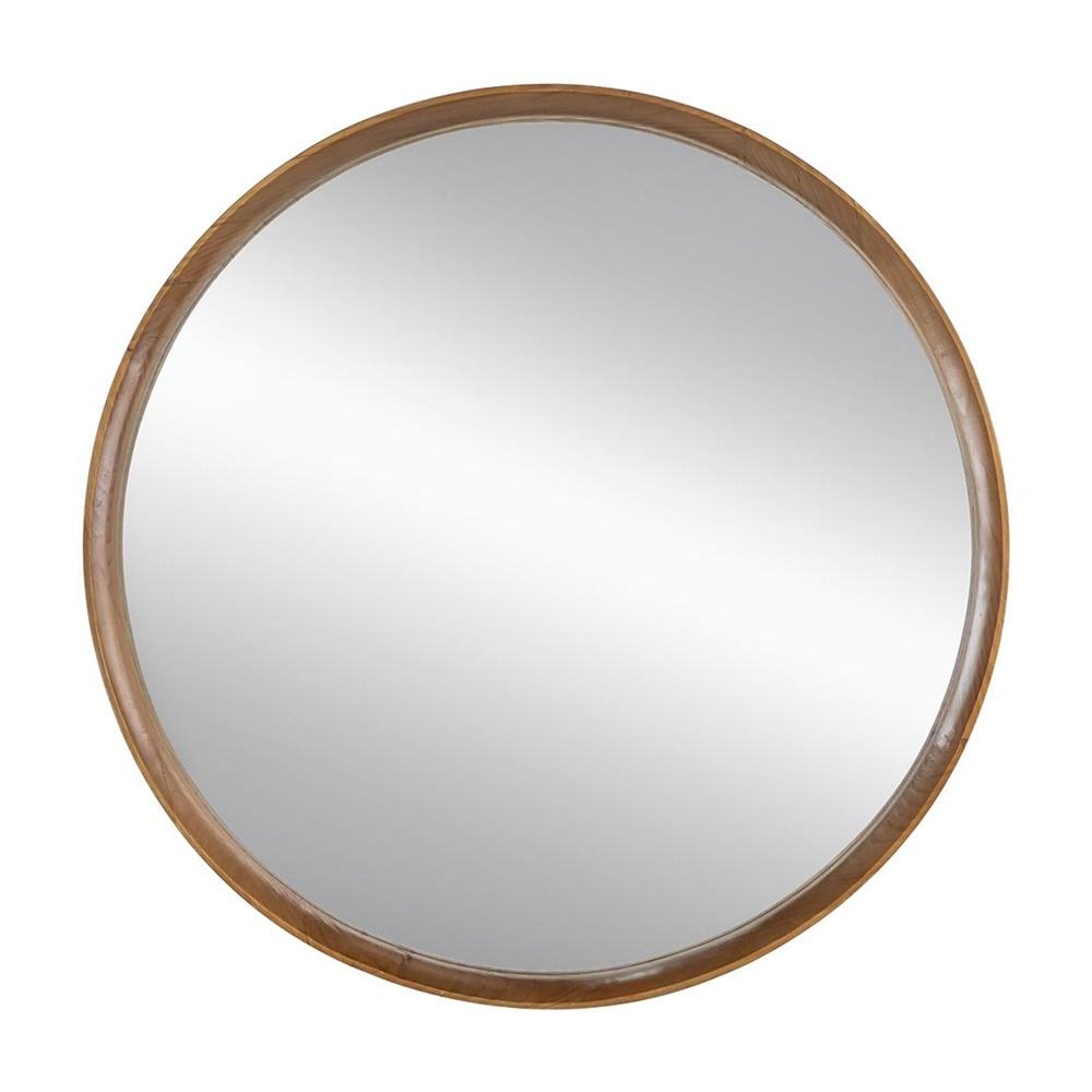 32" Brown Round Wood Framed Accent Mirror HomeRoots