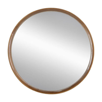 32" Brown Round Wood Framed Accent Mirror HomeRoots