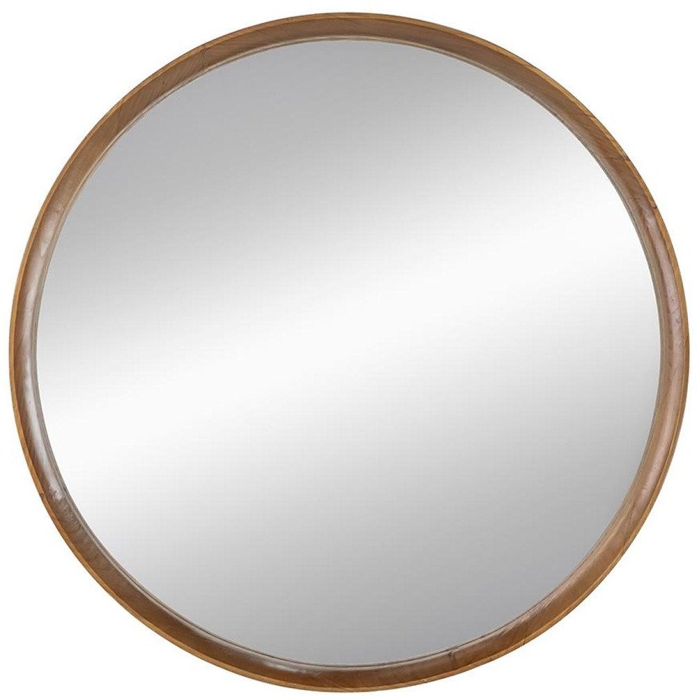 32" Brown Round Wood Framed Accent Mirror HomeRoots