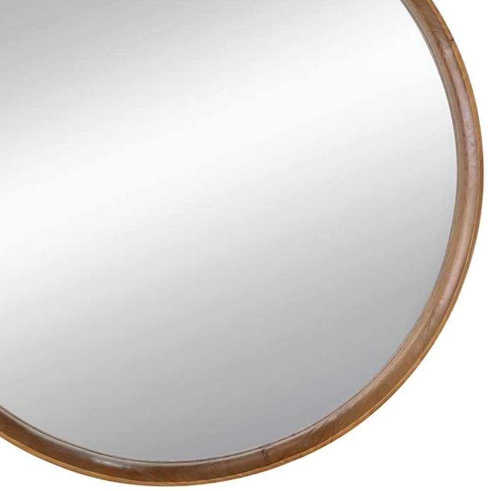 32" Brown Round Wood Framed Accent Mirror HomeRoots