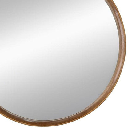 32" Brown Round Wood Framed Accent Mirror HomeRoots