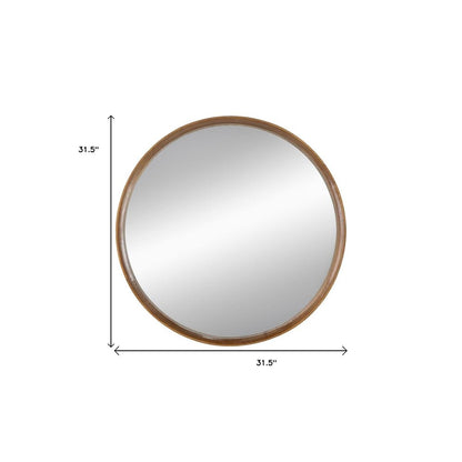 32" Brown Round Wood Framed Accent Mirror HomeRoots