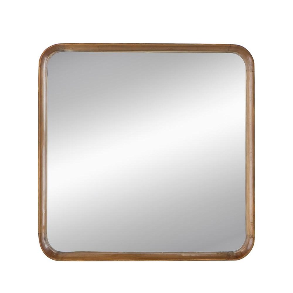 32" Brown Square Wood Framed Accent Mirror HomeRoots