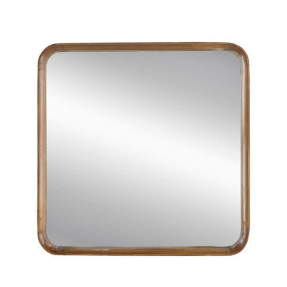 32" Brown Square Wood Framed Accent Mirror HomeRoots