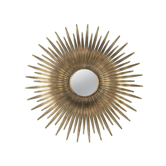 28" Gold Sunburst Iron Framed Accent Mirror HomeRoots
