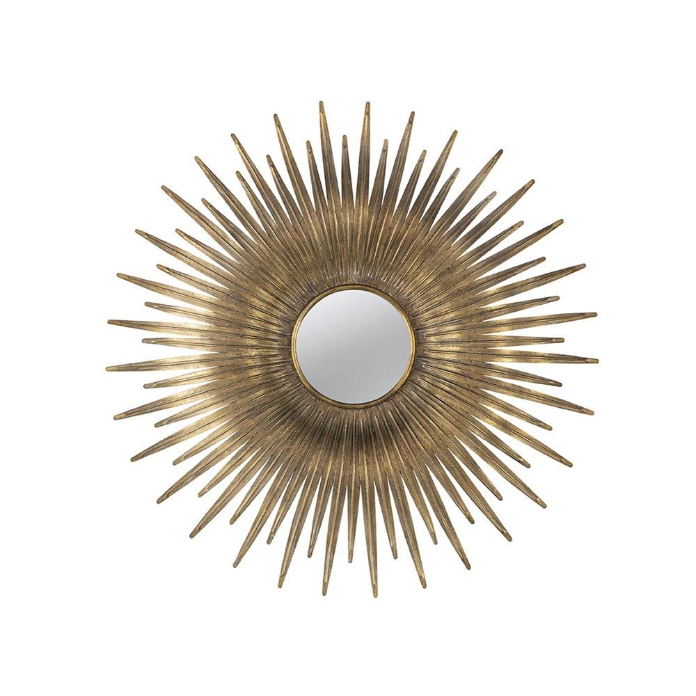 28" Gold Sunburst Iron Framed Accent Mirror HomeRoots