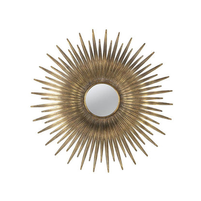 28" Gold Sunburst Iron Framed Accent Mirror HomeRoots