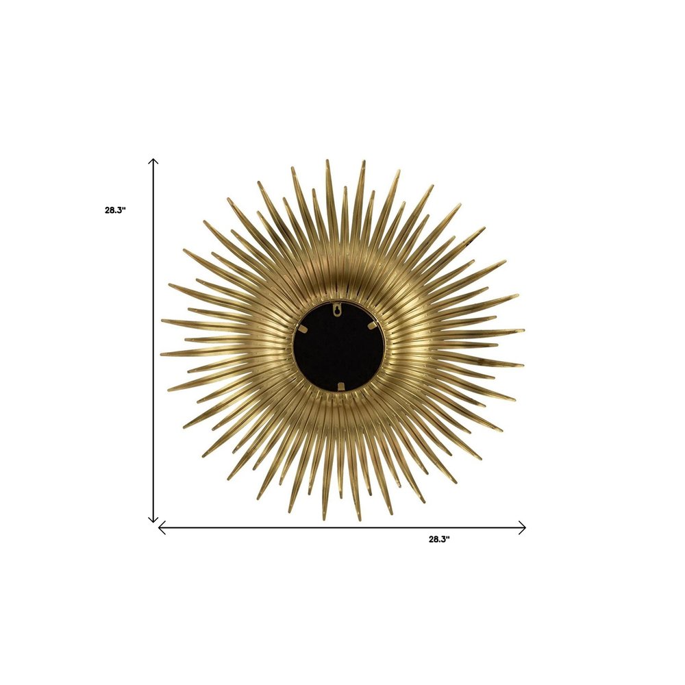 28" Gold Sunburst Iron Framed Accent Mirror HomeRoots
