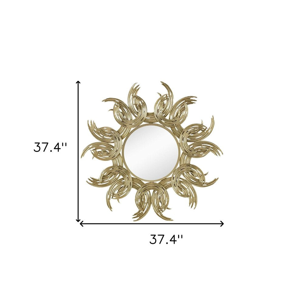 37" Gold Abstract Sunburst Iron Framed Accent Mirror HomeRoots