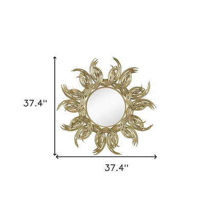 37" Gold Abstract Sunburst Iron Framed Accent Mirror HomeRoots